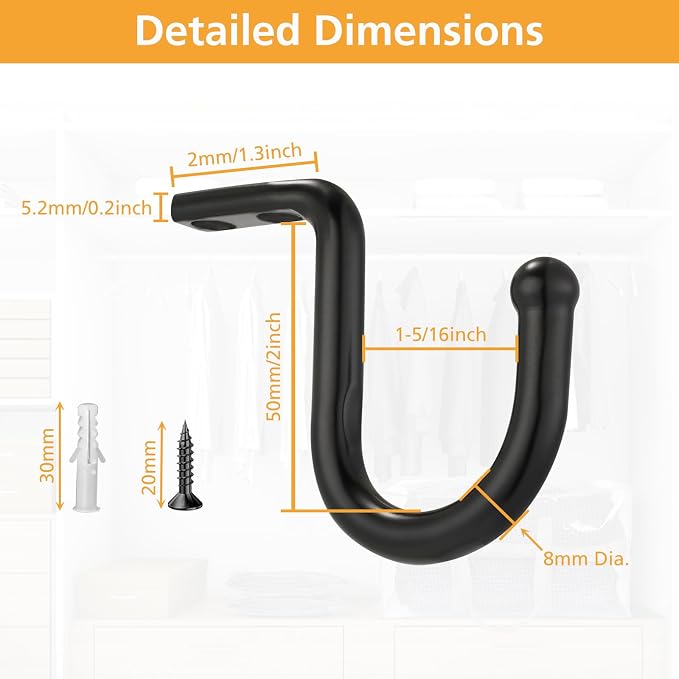Closet Rod Bracket 4 Pcs Closet Rod Center Supports Hanger - Image 2