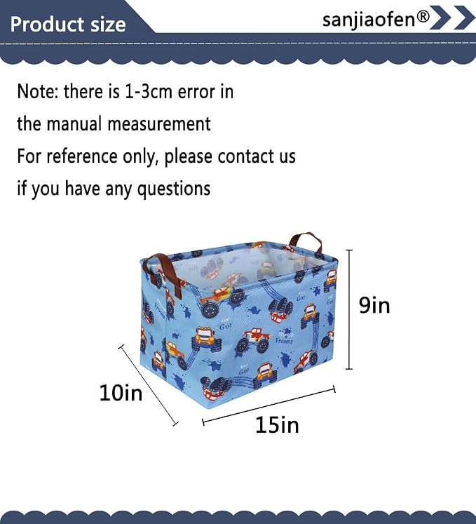 Rectangular Monster Truck Basket Organizer.Kids Baskets, Boys Storage Basket - Image 6