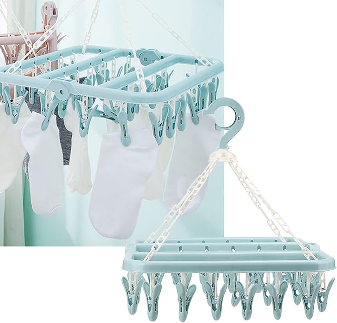 Clothes Pins, 360 Degree Rotating Clip Hanger Laundry Drying Rack - Image 6