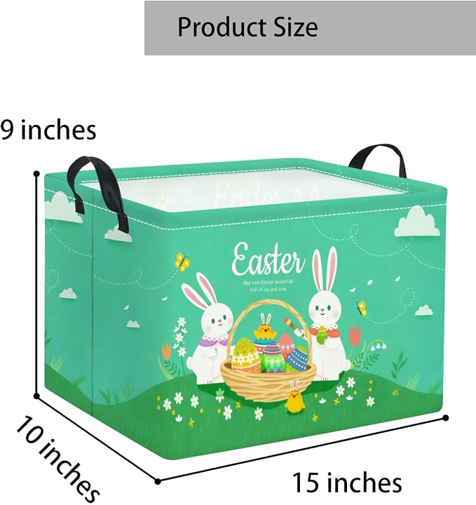 Rectangular Easter Basket for Home Kitchen Baby Girls Basket Cute Storage Bin - Image 6