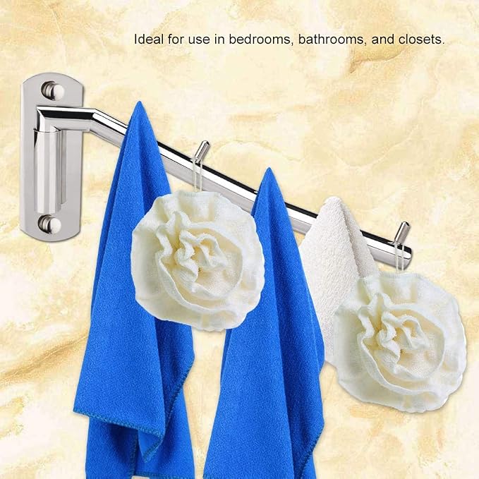 Clothes Drying Rack, Stainless Steel Wall Mount Coat Hanger Holder, Laundry - Image 3