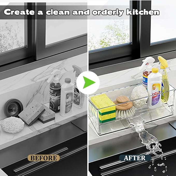 Akalin Sponge Holder for Kitchen Sink, Plastic Sink Caddy, Dish Sponge Holder - Image 7