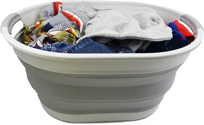 SAMMART 28L Oval Collapsible Plastic Laundry Basket - Image 6
