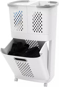 Movable Household Laundry Basket, 2 Tier Laundry Hamper Basket Sorter by fagauhds