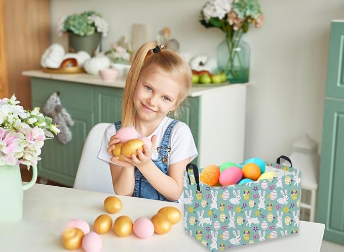 Sanjiaofeng Rectangular Easter Basket Eggs Storage Bins, Cute Storage Basket - Image 5