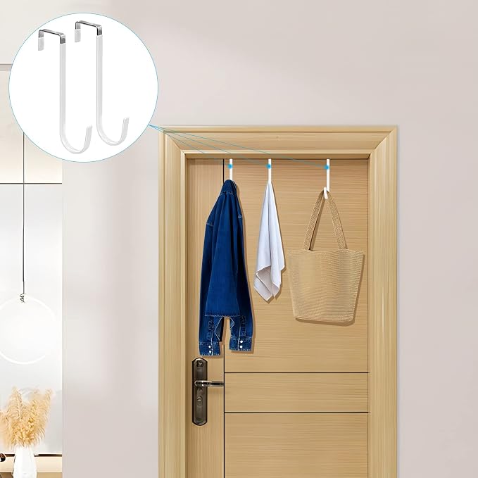FYY Over the Door Hooks, 6 Pack Upgraded Long Door Hangers Hooks - Image 6