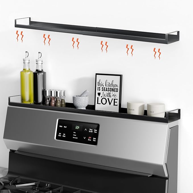 Bumusty 4X Strong Magnetic, Seasoning Organizer Kitchen Shelves, Matte Black by BUMUSTY