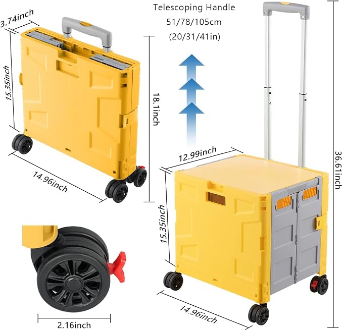 Foldable Shopping Utility Cart Portable Rolling Crate Handcart - Image 8