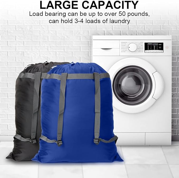 2 Pack Laundry Bag Backpack, 27” x 34”Sturdy Laundry Bag - Image 6