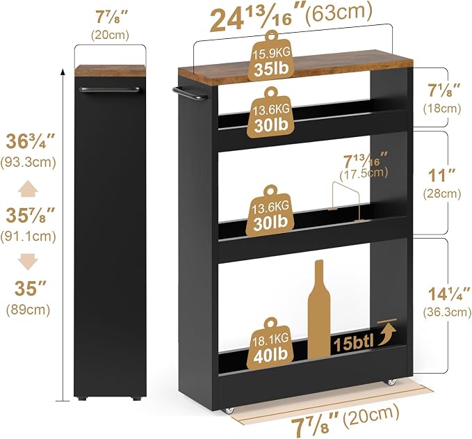 TEAMIX 4 Tier Slim Rolling Storage Cart - Image 5
