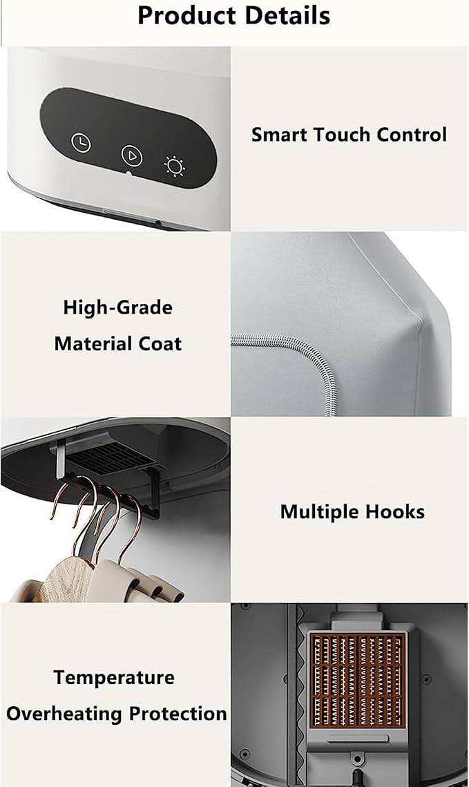 Portable Heated Clothes Drying Rack, Electric Heated Dryer, 3-Level - Image 7