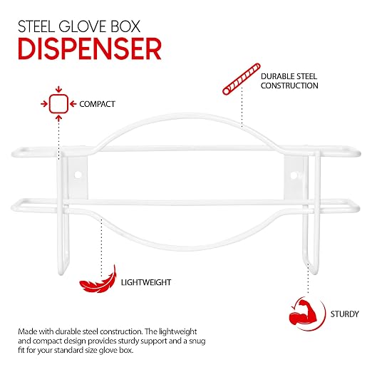 Stock Your Home Metal Single Gloves Dispenser, Tissue Box Shelf, Glove Box - Image 2