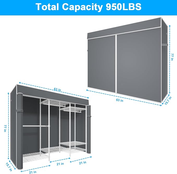 Ulif E13C Heavy Duty Closet Organizer System，Freestanding Clothing Racks - Image 2