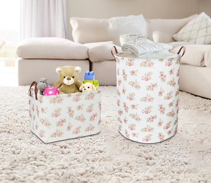 Pink Flower Laundry Hamper, laundry Basket, Nursery Hamper, Waterproof Storage - Image 5