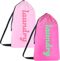 Large Travel Laundry Bag Pink, 2 Pack Potable Heavy Duty Drawstring Nylon Dirty by ArtCentury