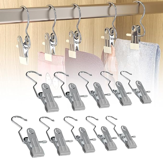 30 PCS Stainless Steel Laundry Hanging Hooks Clips, Anti-Rust Clip Space-Saving by Drkicsy