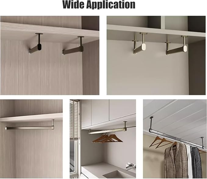 Closet Hanging Rods For Clothing, Top Mounted Wardrobe Pole Hanger Holder For - Image 7