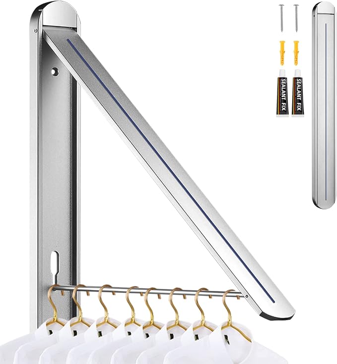 Clothes Drying Rack Folding Indoor And Outdoor Universal, Wall Mounted Folding - Image 9