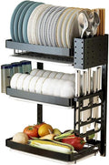 3 Tier Black 201 Stainless Steel Kitchen Wall-Mounted Dish Drying Rack Drain by Unknown