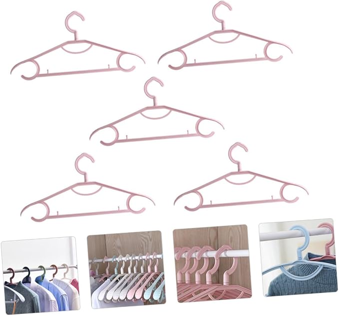 5pcs Non-Slip Plastic Clothes Hanger Set Traceless Wide Shoulder Wardrobe - Image 9