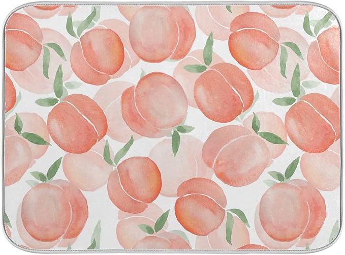 Sweet Pink Peaches 16 x 18 Inches Absorbent Dish Drying Mat Microfiber Kitchen by Unknown