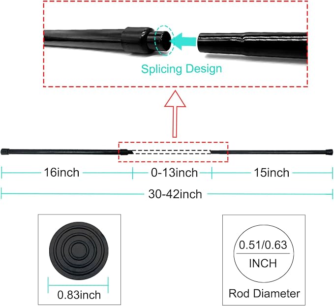 2 Pack Short Small Spliced Tension Rods 30"-42" Spring Adjustable, No Drilling - Image 3