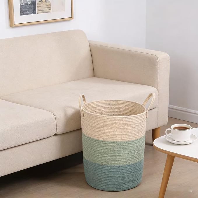 Laundry Basket, Woven Cotton Rope Laundry Hamper, 60L - Image 6