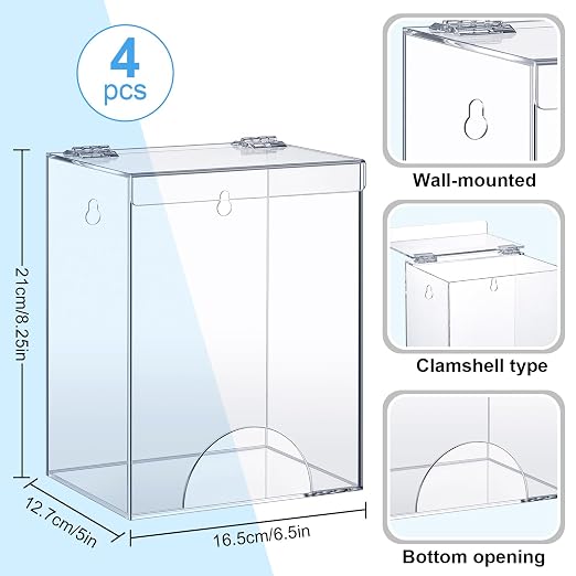 Kathfly 4 Pcs Acrylic Hairnet Dispenser, Wall Mount Acrylic Storage - Image 2