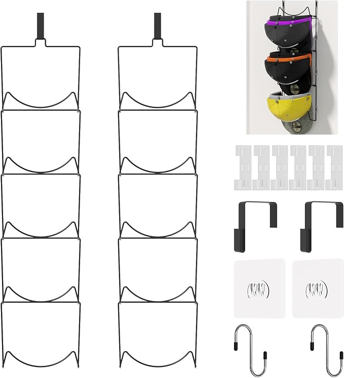 LINFIDITE 10 Pack Hat Rack Hanger Holder Organizer Flexible Multi Hook Wall - Image 9