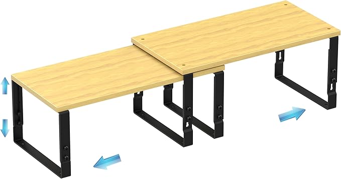 Expandable Kitchen Cabinet Organizer Shelves – Stackable Adjustable Metal and by Unknown