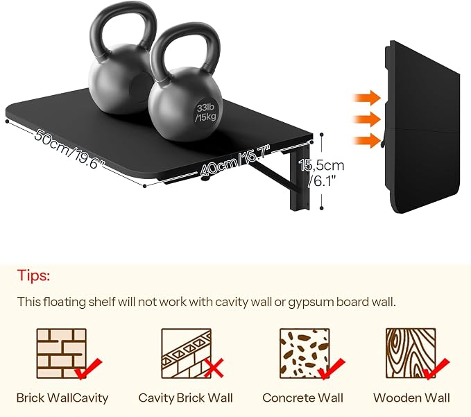 HOOBRO Folding Table, Wall Mounted Floating Desk - Image 5
