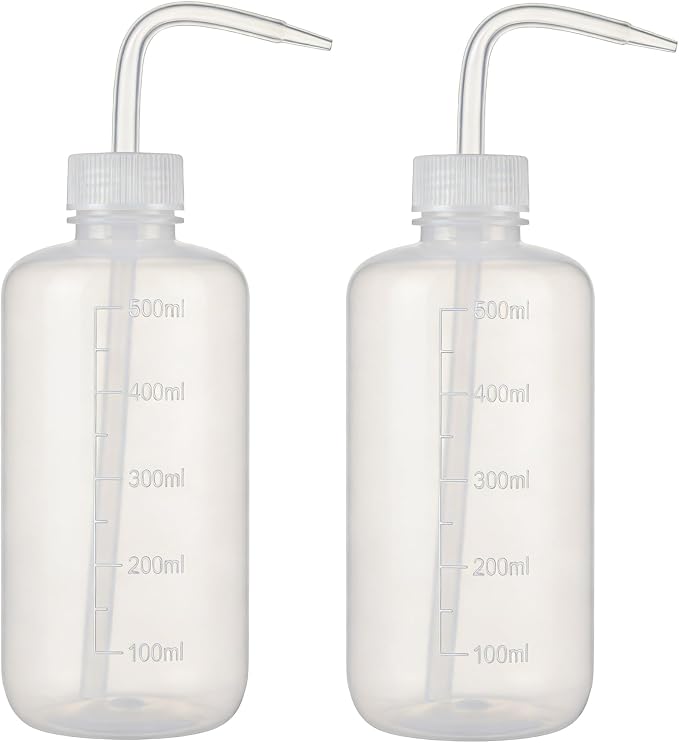 2Pcs 500ml/17.6oz White Translucent Plastic Graduated Squeeze Washing Bottles by Unknown