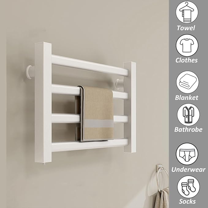 Energy-Saving Small Towel Warmer 4-Bar Heated Drying Rack Wall-Mounted Heated - Image 6