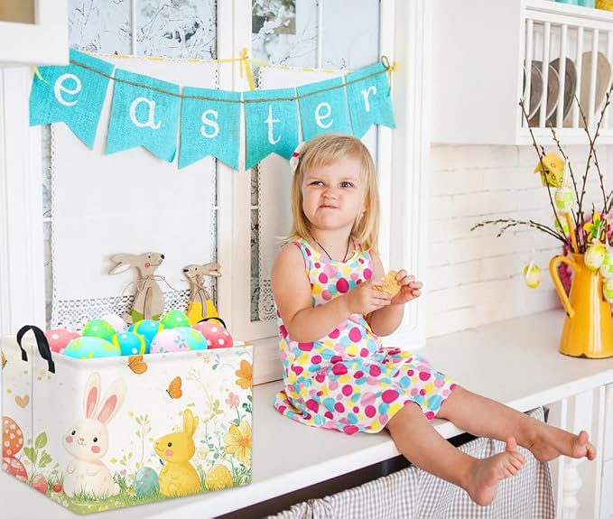 HIYAGON Rectangular Easter Gift Basket Kids Storage Basket - Image 5