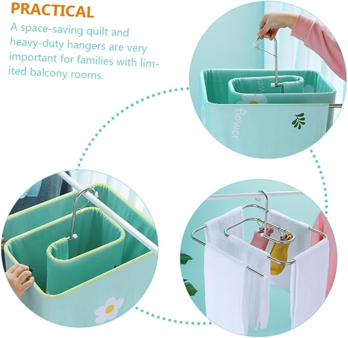 3-Piece Stainless Steel Spiral Laundry Hanger Set Windproof Blanket Rack - Image 4