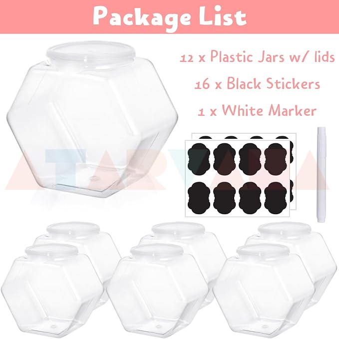 Atarvana Plastic Candy Jars 30oz Set of 12 - Image 6