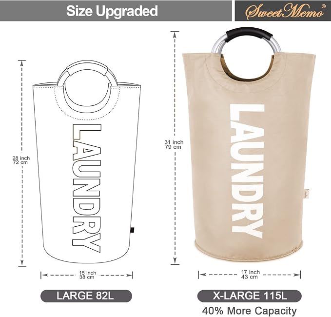 115L Large Laundry Basket with Handles, Collapsible Laundry Hamper Bag - Image 4
