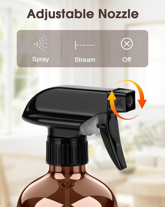 Glass Spray Bottle with Silicone Sleeve Protection, Amber Glass Spray Bottle Set - Image 2