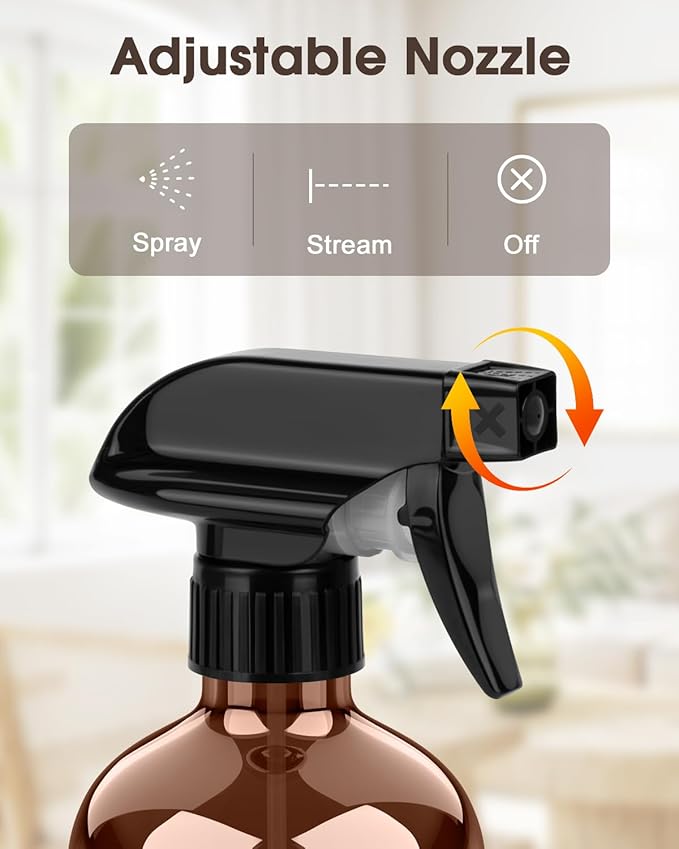 Glass Spray Bottle with Silicone Sleeve Protection, Amber Glass Spray Bottle Set - Image 2