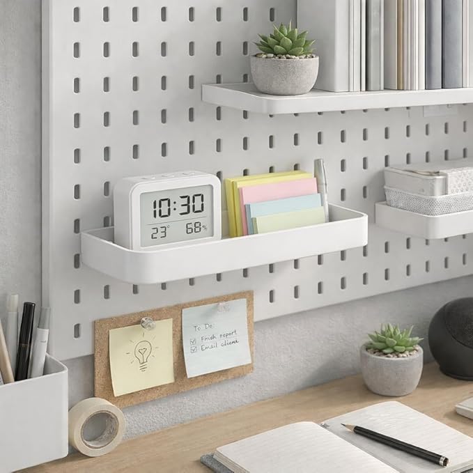 Chris.W 2Pack Pegboard Trays Shelf White Pegboards Bins Pegboards Spice Holder - Image 5