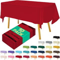 Disposable Red Plastic Tablecloth 54x108 Inch, 10-Count Waterproof Rectangle by Hereisa