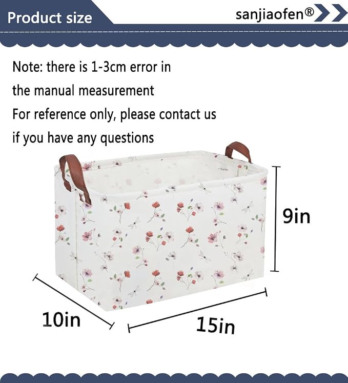 Sanjiaofeng Rectangular Kids Basket Flower Storage Bins, Girls Storage Basket - Image 2