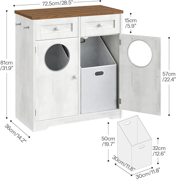 HOOBRO Double Laundry Hamper Cabinet, Hidden Laundry Cabinet - Image 3