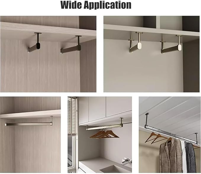 Top Mounted Closet Hanging Rod, Metal Wardrobe Pole - Image 4