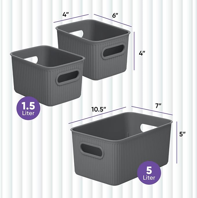 Superio Decorative Plastic Basket Open Home Storage Bins Organizer, 2 Small - Image 2