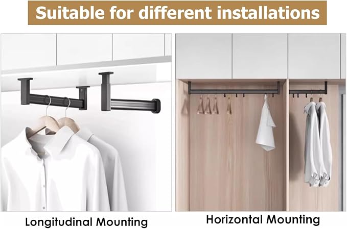 Closet Rod Adjustable Height Clothes Hanging Bar - Image 4