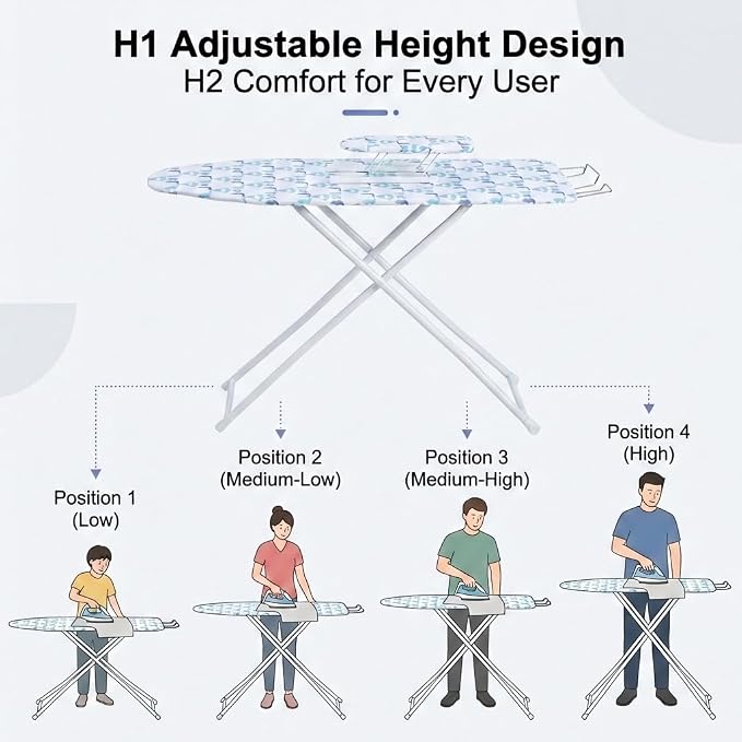 43" x 13" Ironing Board Height Adjustable Iron Board, Heavy Duty Ironing Board - Image 7