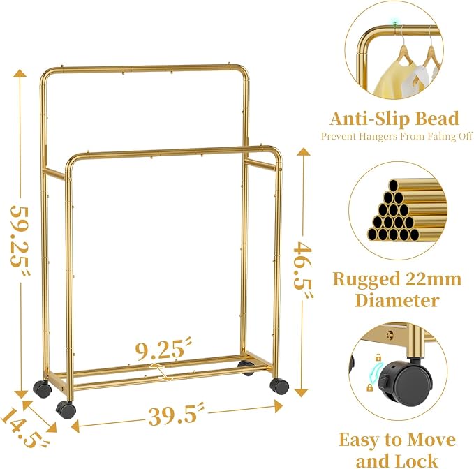 Simple Trending Clothing Clothes Rack Double Rods - Image 5