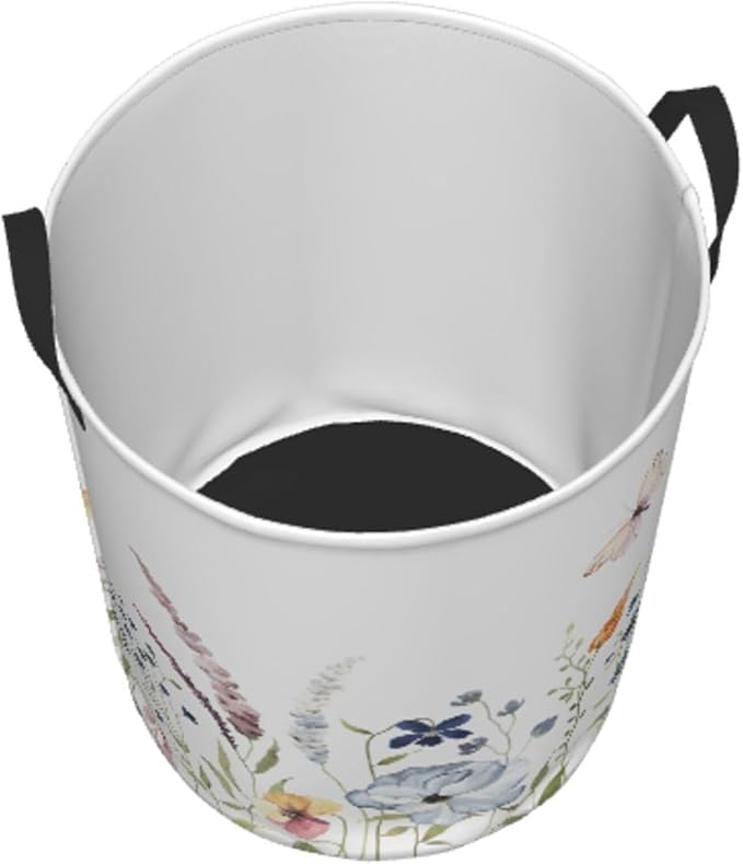 Summer Floral Print Laundry Basket, Colored Flowers Dirty Clothes Laundry Hamper - Image 2