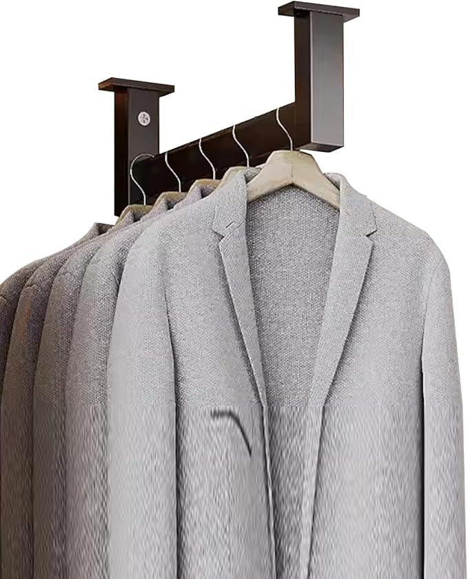 Closet Rod Top Mount Metal Closet Rod Holder, Non-Slip Adjustable Garment Rack by Unknown